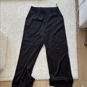 Zara Satin Black Drawstring Pants